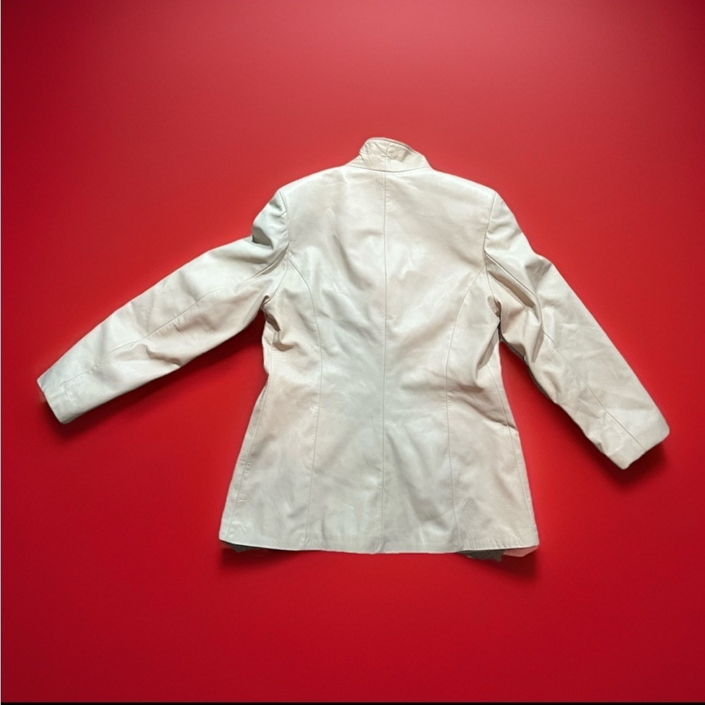 Vintage Luxury Danier Genuine Cream Leather Skirt Suit Size Large Size 12 - Picture 4 of 8